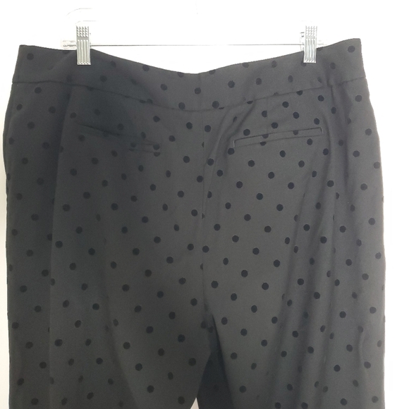 Talbots Hampshire Black Velvet Polka Dot Ankle Pant Size 16 Preppy Tailored Chic - Picture 10 of 12